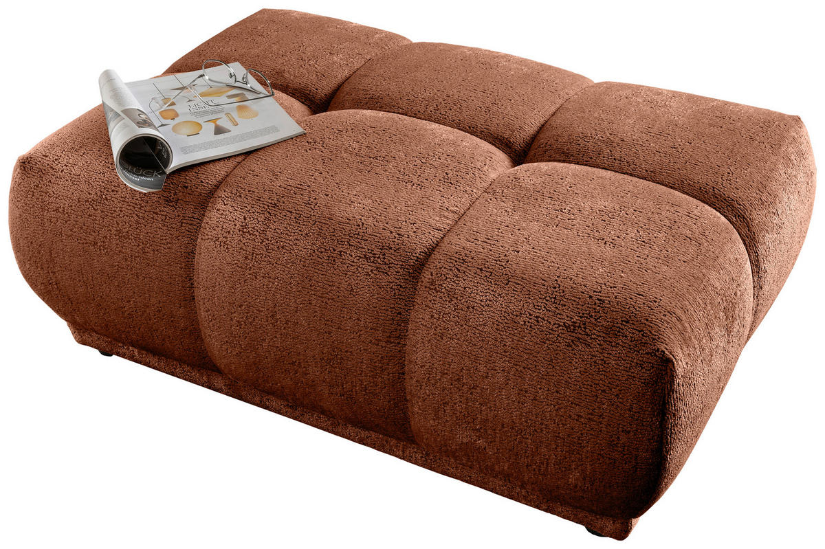 ECKSOFA Chenille Rostfarben  - Rostfarben/Schwarz, Modern, Kunststoff/Textil (284/250cm) - Livetastic