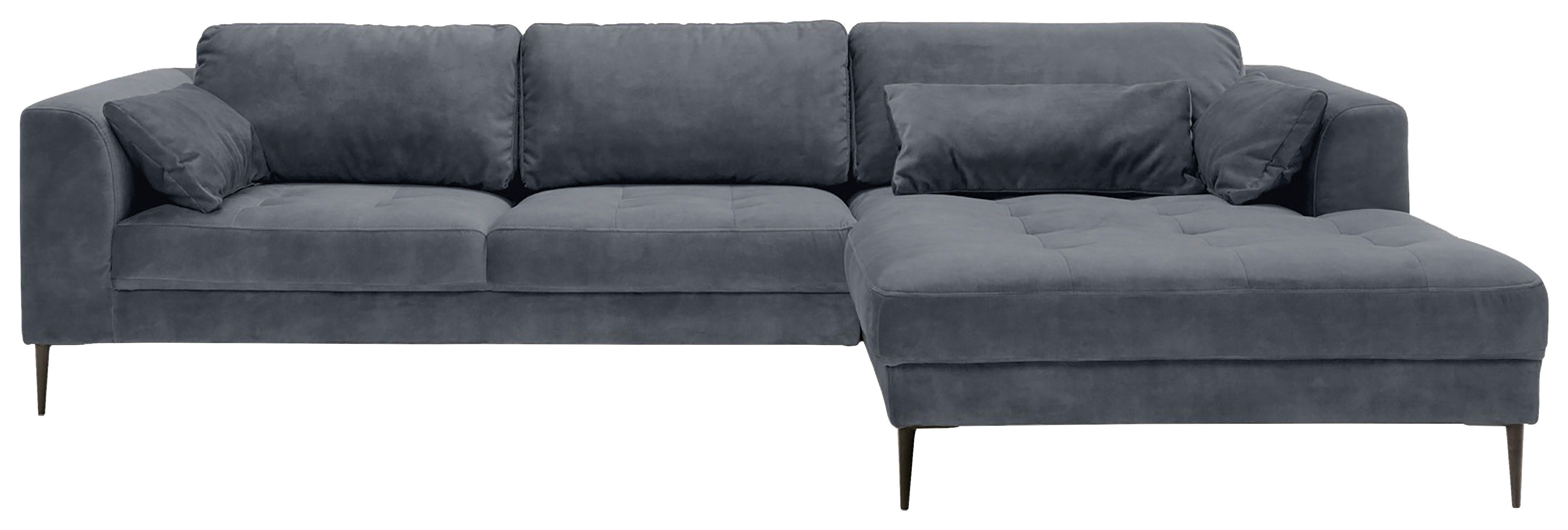 ECKSOFA in Mikrofaser Blaugrau  - Blaugrau/Schwarz, Modern, Textil (280/168cm) - Trendmanufaktur