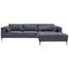 ECKSOFA in Mikrofaser Blaugrau  - Blaugrau/Schwarz, Modern, Textil (280/168cm) - Trendmanufaktur