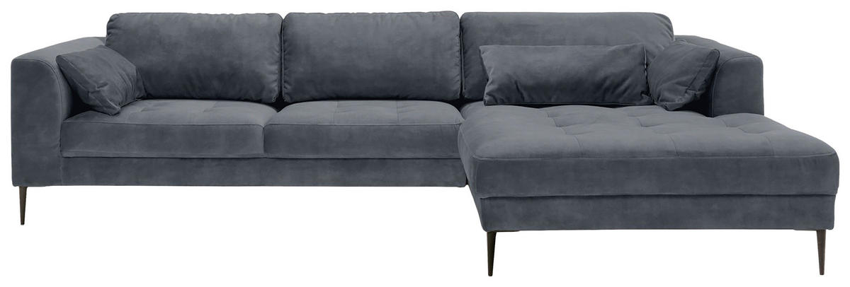 ECKSOFA in Mikrofaser Blaugrau  - Blaugrau/Schwarz, Modern, Textil (280/168cm) - Trendmanufaktur