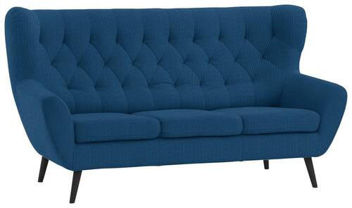 3-SITZER-SOFA in Cord Blau  - Blau/Schwarz, Design, Holz/Textil (187/101/95cm) - Stylife