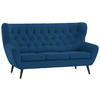 3-SITZER-SOFA in Cord Blau  - Blau/Schwarz, Design, Holz/Textil (187/101/95cm) - Stylife