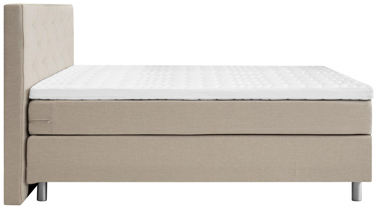BOXSPRINGBETT 180/200 cm  in Beige  - Beige/Alufarben, KONVENTIONELL, Textil/Metall (180/200cm) - Welnova