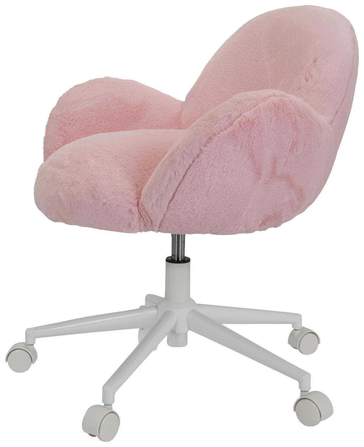 SNURRSTOL FÖR UNGDOMAR  i plysch rosa  - vit/rosa, Modern, metall/textil (65/79/64cm) - MID.YOU