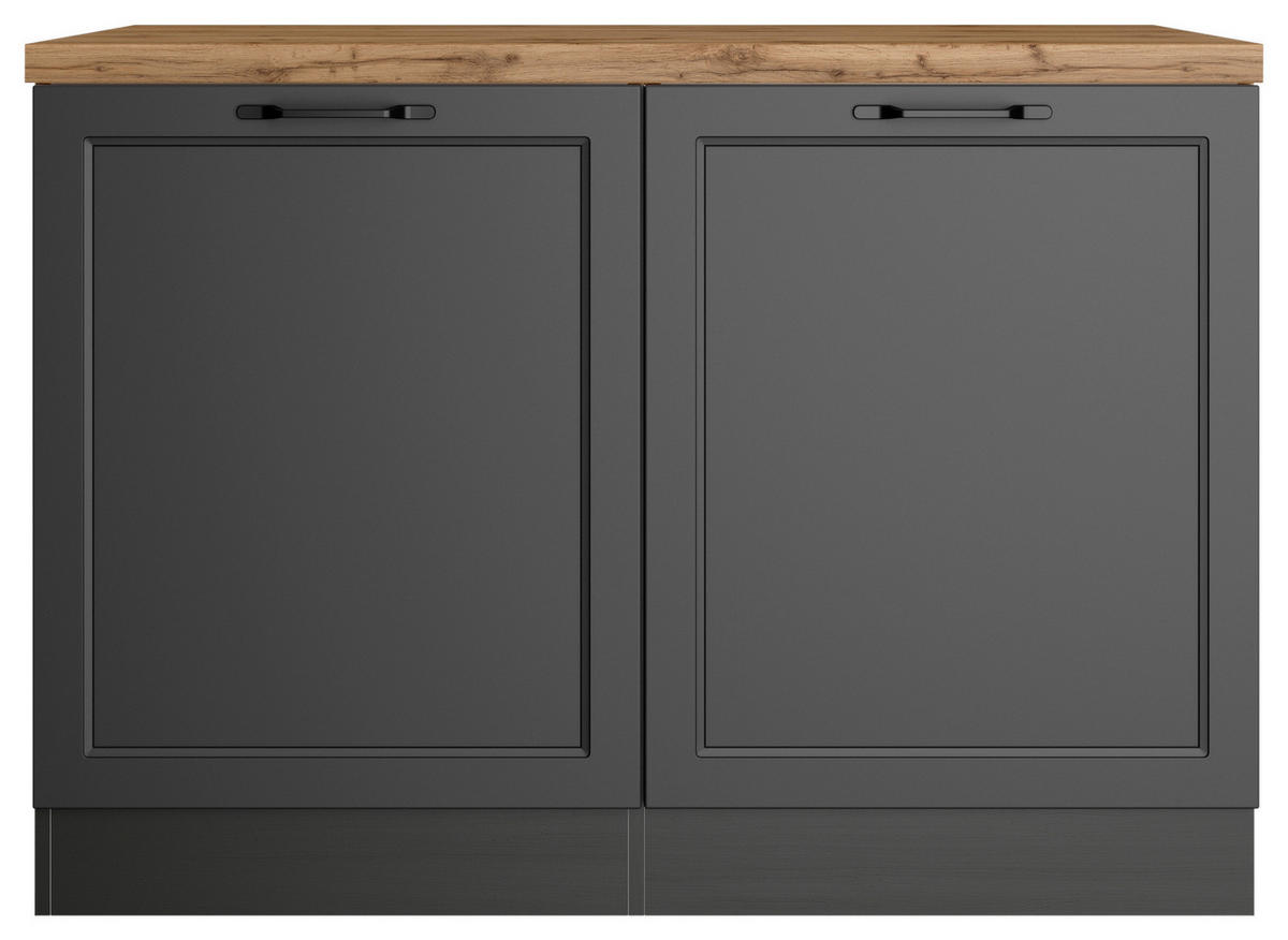 BÄNKSKÅP FÖR DISKHO 120/86/60 cm  i grå, ek Wotan  - ek Wotan/grå, Lifestyle, metall/trämaterial (120/86/60cm) - Held