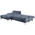 ECKSOFA in Chenille Dunkelblau  - Schwarz/Dunkelblau, MODERN, Textil/Metall (182/290cm) - Hom`in