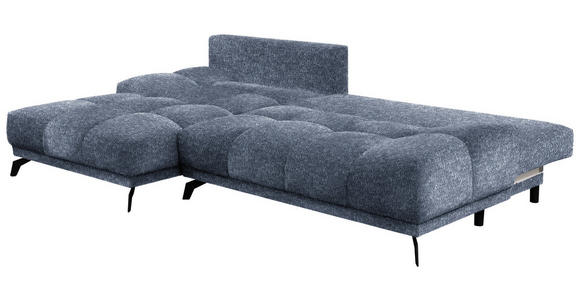 ECKSOFA in Chenille Dunkelblau  - Schwarz/Dunkelblau, MODERN, Textil/Metall (182/290cm) - Hom`in