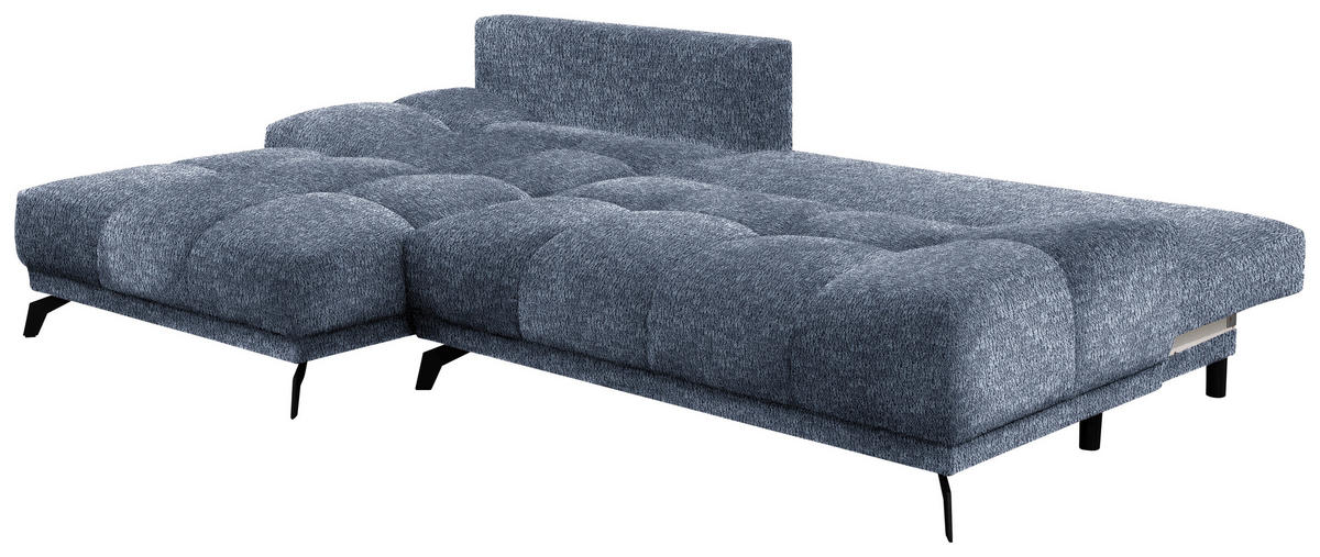 ECKSOFA in Chenille Dunkelblau  - Schwarz/Dunkelblau, MODERN, Textil/Metall (182/290cm) - Hom`in