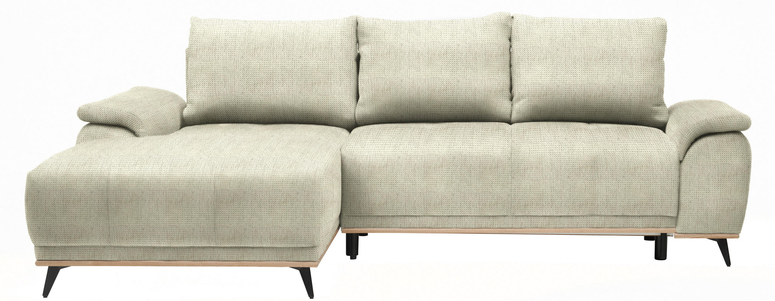 ECKSOFA in Chenille Beige  - Beige/Schwarz, Modern, Textil/Metall (168/262cm) - home24