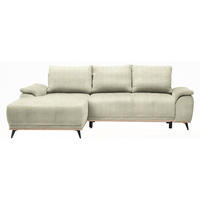 ECKSOFA in Chenille Beige  - Beige/Schwarz, Modern, Textil/Metall (168/262cm) - home24