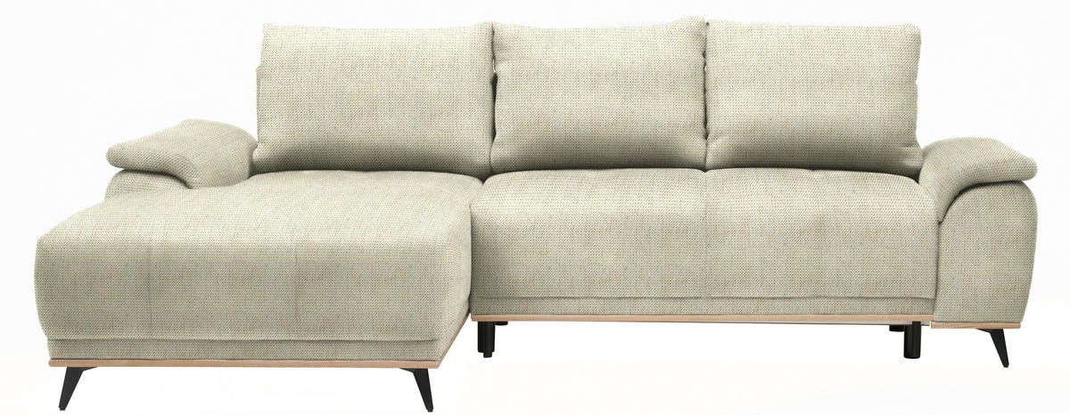 ECKSOFA in Chenille Beige  - Beige/Schwarz, Modern, Textil/Metall (168/262cm) - home24