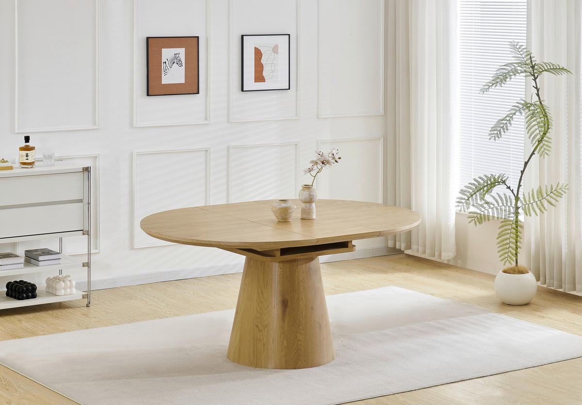 ESSTISCH 120-160/120/76 cm Echtholz, Nachbildung  Holz, Holzwerkstoff ausziehbar oval Eichefarben  - Eichefarben, MODERN, Holz/Holzwerkstoff (120-160/120/76cm) - P & B