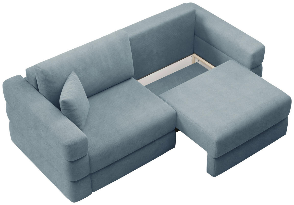 SCHLAFSOFA TERAZZO in Webstoff Blau  - Blau/Schwarz, Design, Kunststoff/Textil (254/93/167cm) - Livetastic