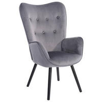 SESSEL Samt Grau    - Schwarz/Grau, Design, Holz/Textil (66/109/71cm) - Ti'me