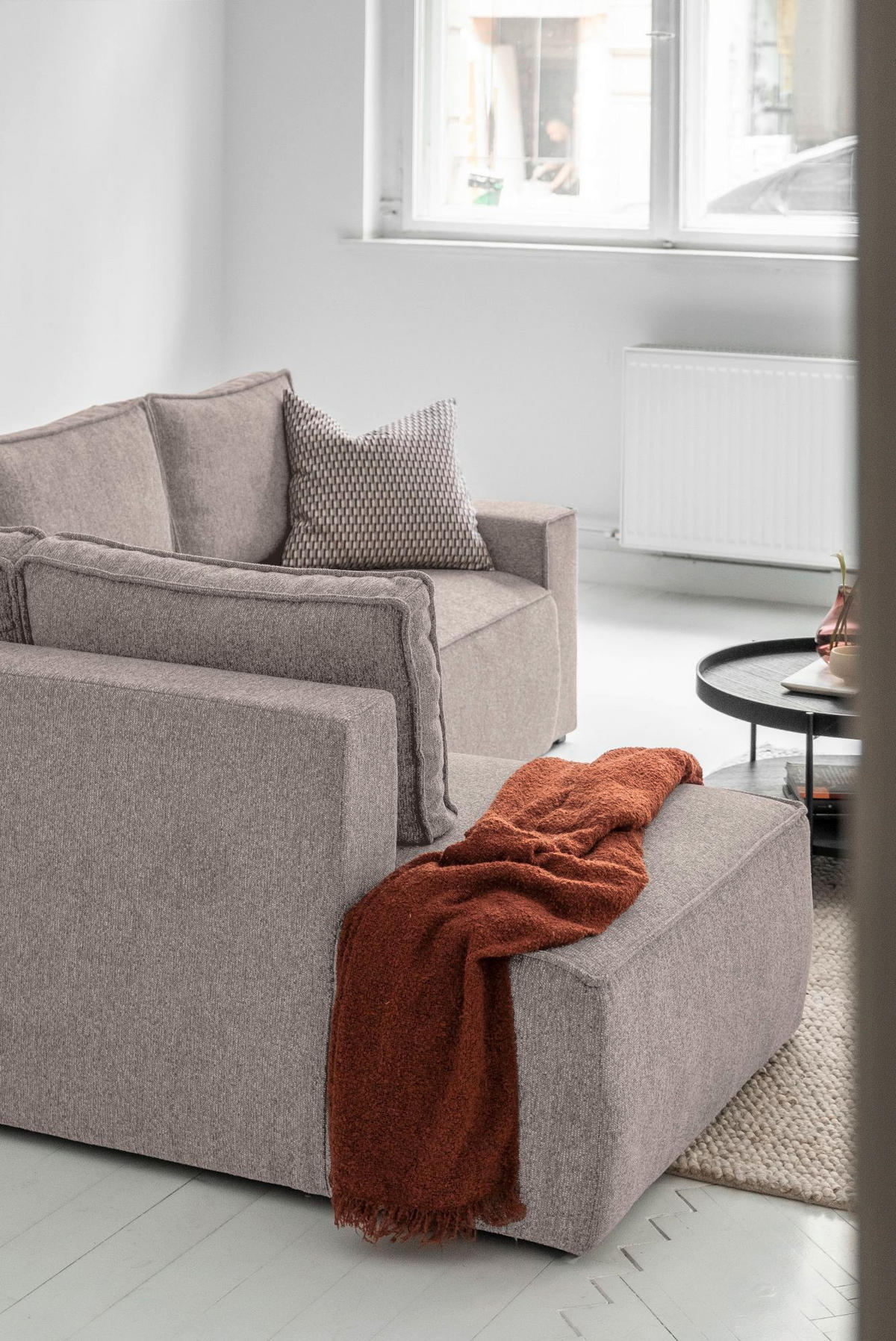 ECKSOFA in Grau, Weiss  - Weiss/Schwarz, Design, Kunststoff/Textil (194/246cm) - MID.YOU