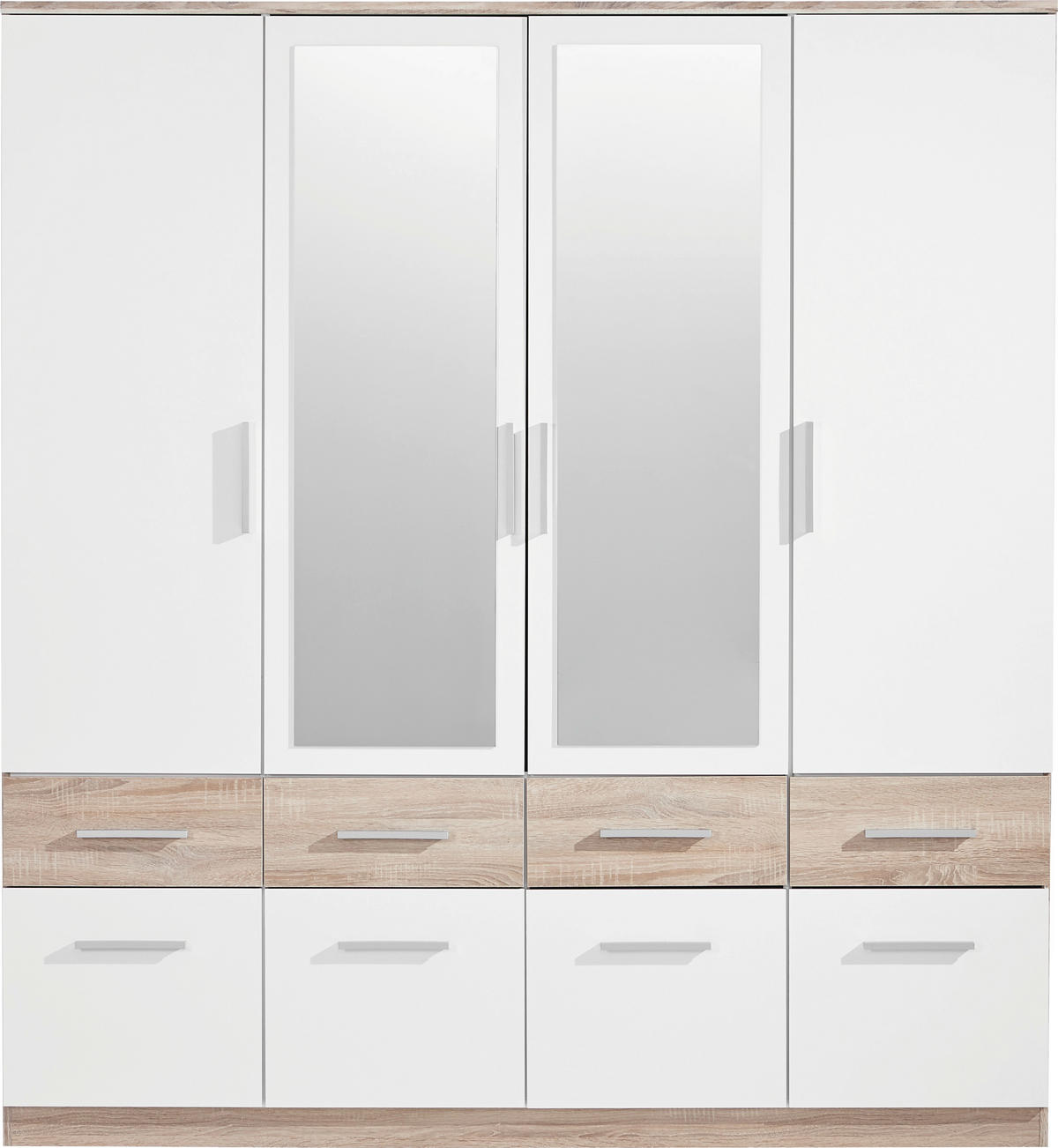 ORMAR ZA ODEĆU bela, sonoma hrast  180/198/55 cm  - sonoma hrast/boja aluminijuma, Dizajnerski, staklo/pločasti materijal (180/198/55cm) - Xora