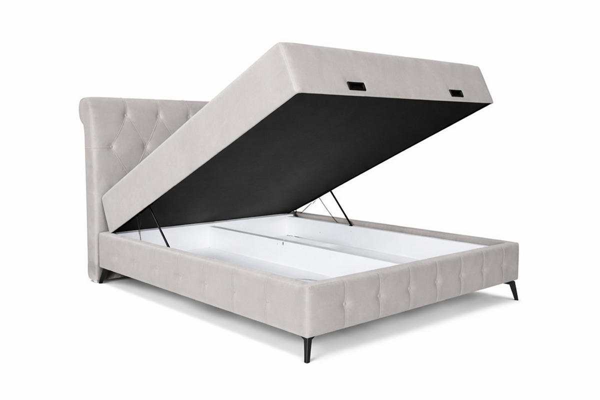 Pat Boxspring, 180/200 cm, bej - bej/negru, Basics, lemn/metal (180/200cm) - Hom`in