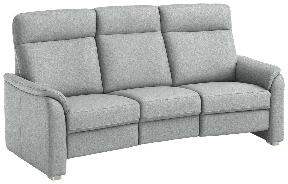 TRAPEZSOFA  in Flachgewebe Hellgrau  - Hellgrau/Alufarben, KONVENTIONELL, Textil/Metall (218/107/103cm) - Beldomo Comfort