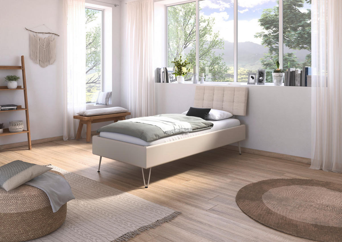 BETT 90/200 cm  Champagner   - Champagner, Design, Holzwerkstoff/Textil (90/200cm) - Carryhome