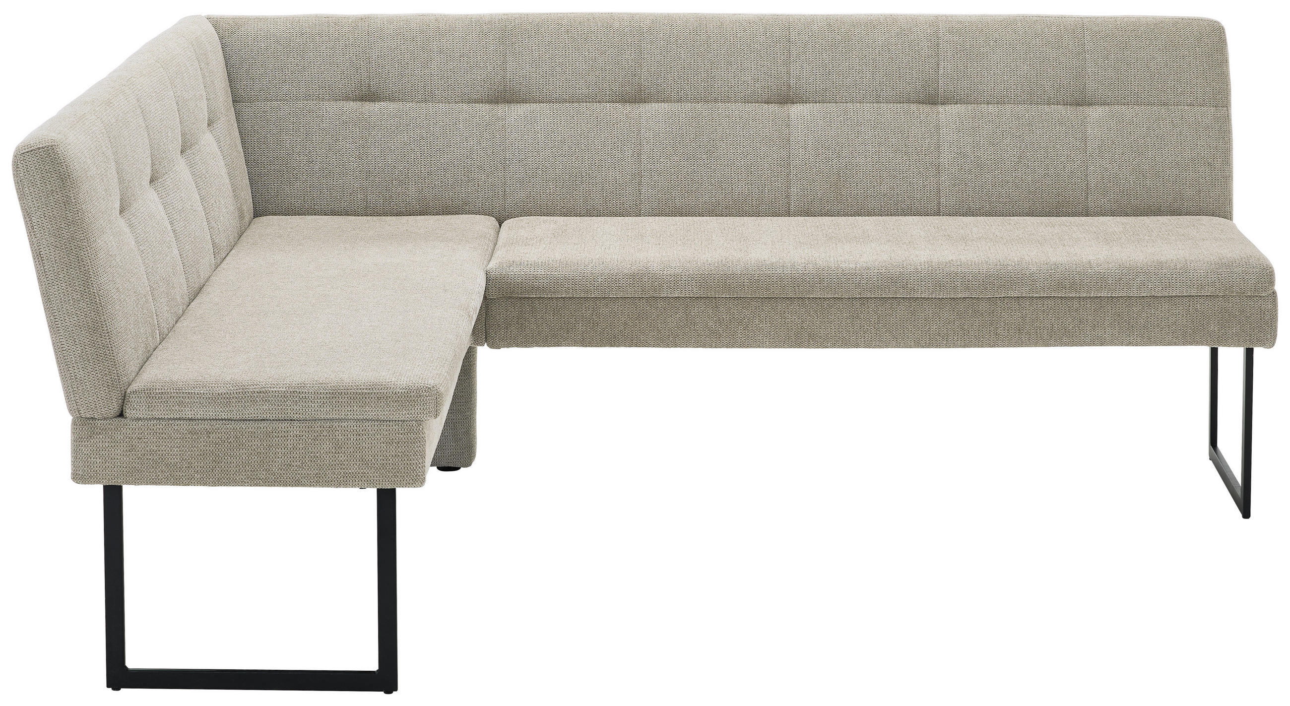 ECKBANK 155/213 cm Webstoff Beige   - Beige/Schwarz, Design, Textil/Metall (155/213cm) - Novel