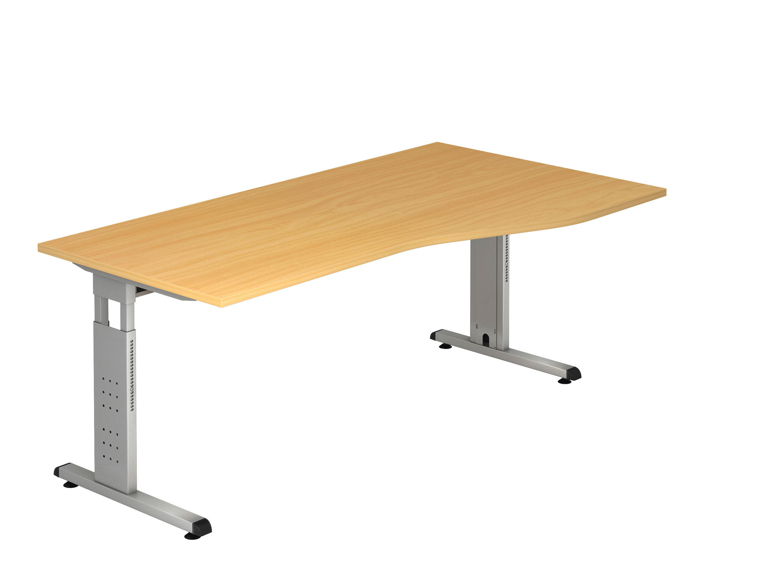 SCHREIBTISCH höhenverstellbar  - Silberfarben/Buchefarben, KONVENTIONELL, Holzwerkstoff/Metall (180/100/65-85cm) - Venda