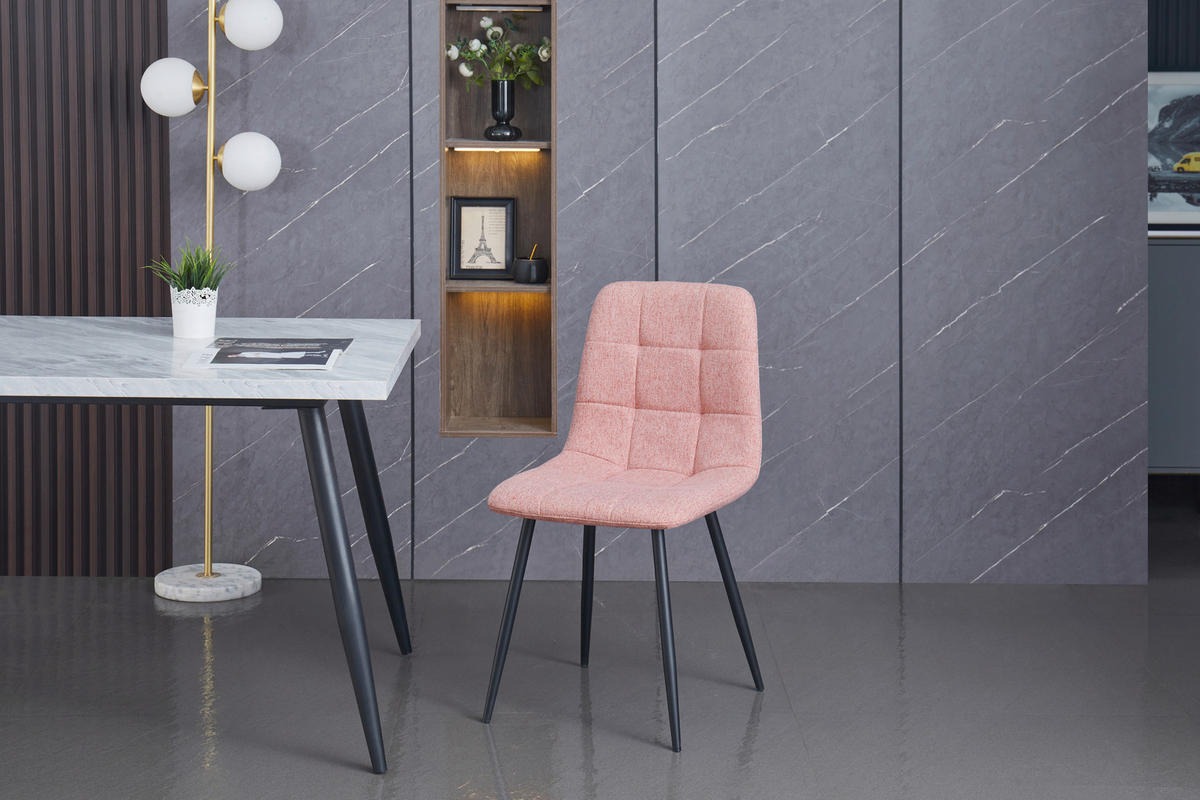 STUHL  Typenauswahl Webstoff  - Schwarz/Rosa, Design, Textil/Metall (45/86/56cm) - Stylife