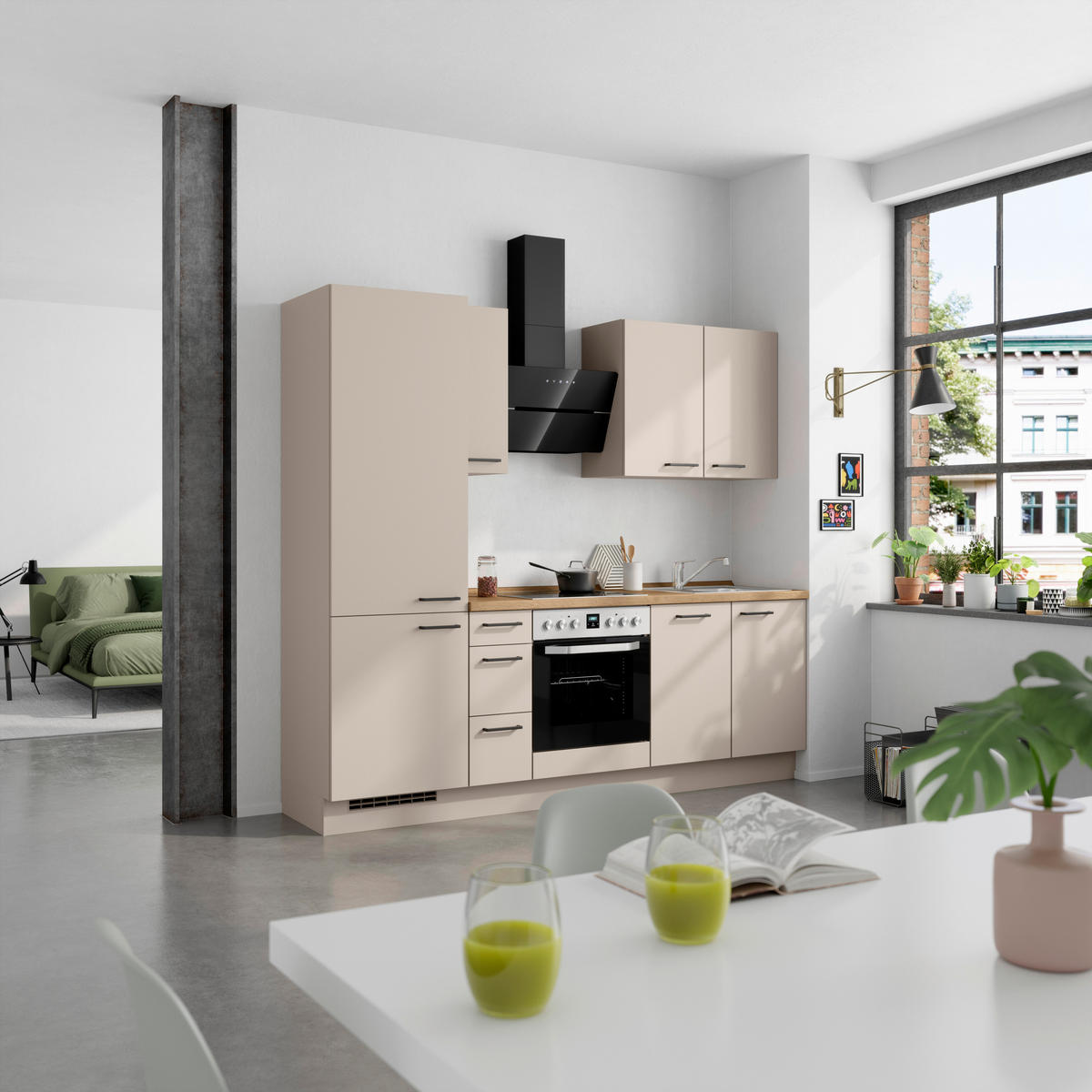 KÜCHENLEERBLOCK Easytouch 240 cm  in Eichefarben, Sandfarben  - Sandfarben/Eichefarben, MODERN, Holzwerkstoff/Metall (240cm) - Nobilia