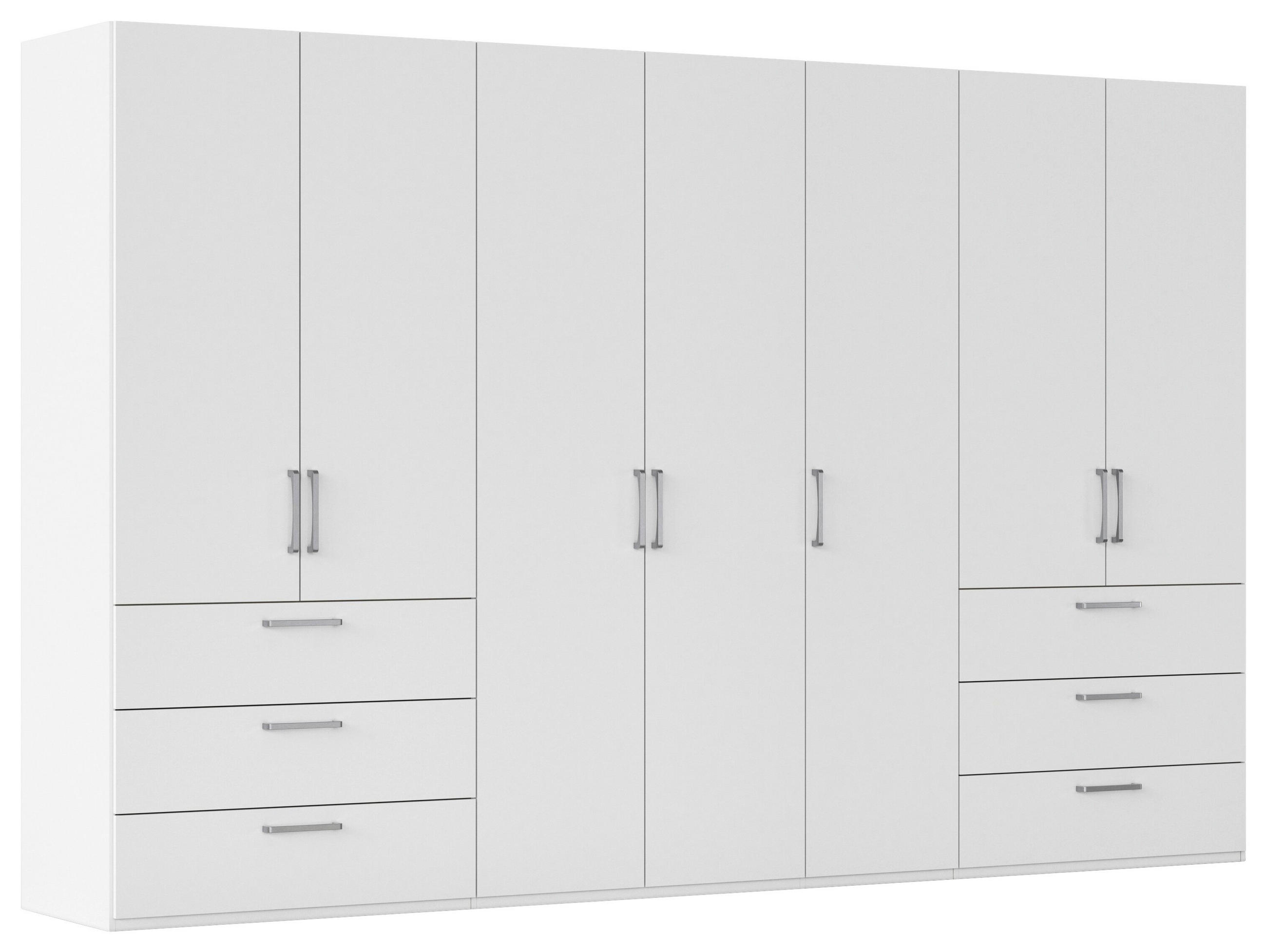 DREHTÜRENSCHRANK 350/223/61 cm,  in Weiß, 7-türig  - Edelstahlfarben/Weiß, Basics, Holzwerkstoff/Metall (350/223/61cm) - Novel