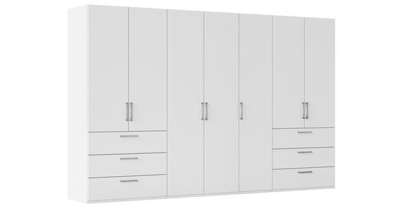 DREHTÜRENSCHRANK 350/235/61 cm,  in Weiß, 7-türig  - Edelstahlfarben/Weiß, Basics, Holzwerkstoff/Metall (350/235/61cm) - Novel