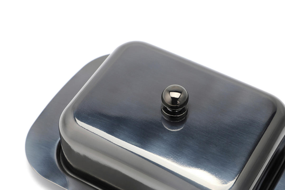BUTTERDOSE Metall  - Schwarz Hochglanz, Basics, Metall (18,5/12,2/7,0cm) - Echtwerk