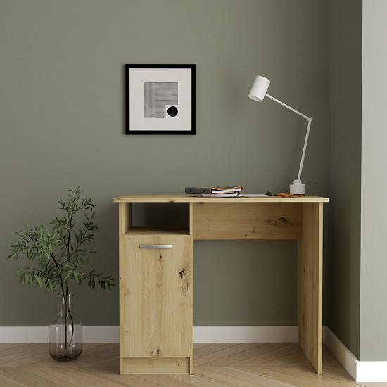 PISAĆI STOL  hrast Artisan  drvni materijal  - hrast Artisan/boje aluminija, Moderno, drvni materijal/metal (90/50/75cm)