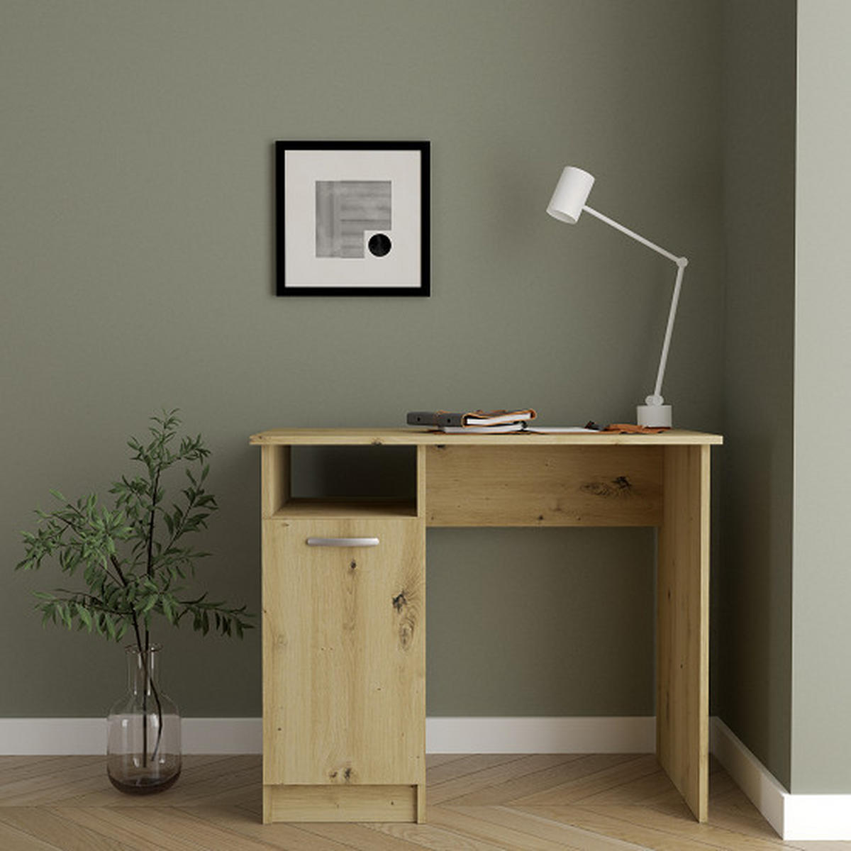 PISAĆI STOL  hrast Artisan  drvni materijal  - hrast Artisan/boje aluminija, Moderno, drvni materijal/metal (90/50/75cm)