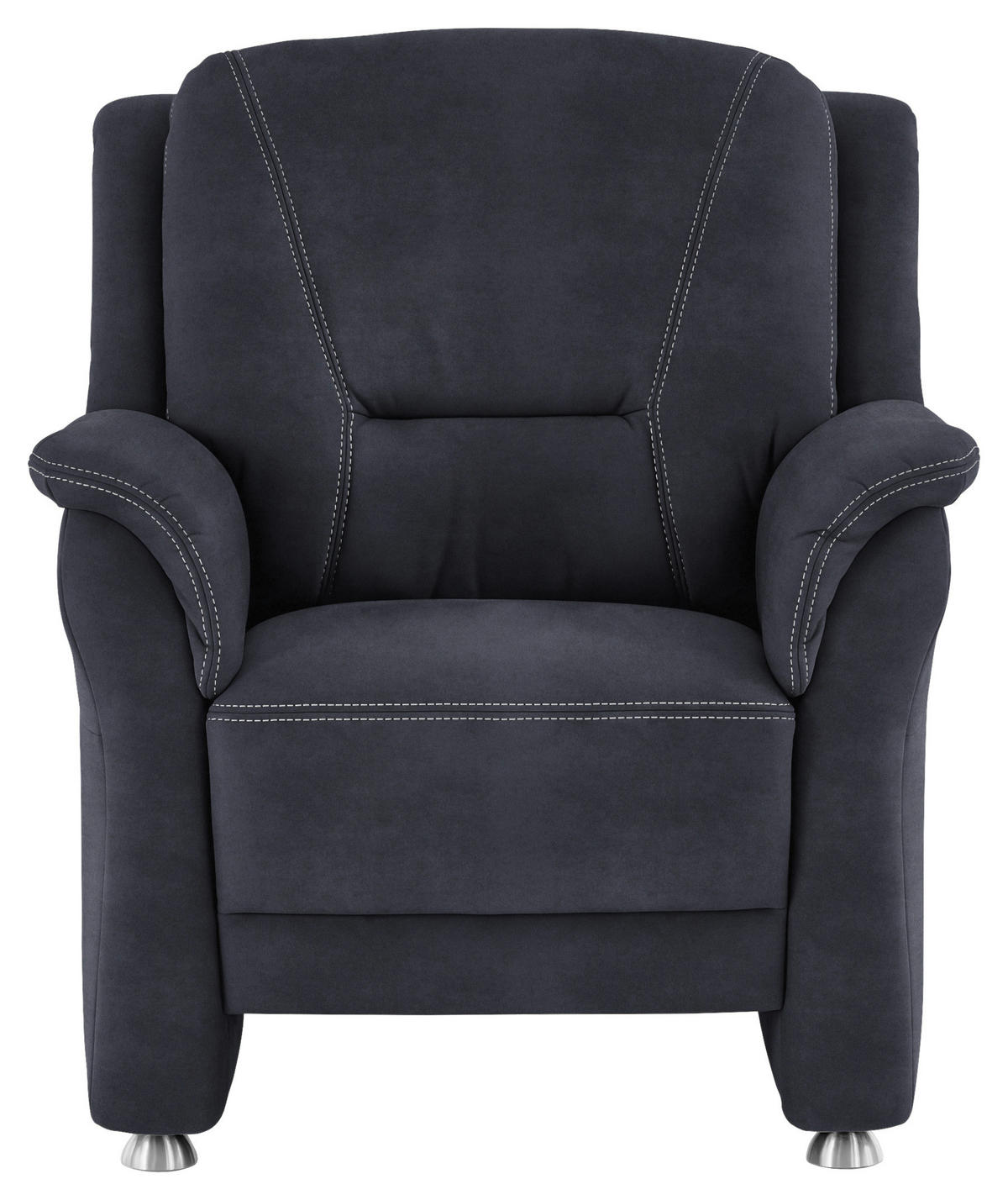 SESSEL in Mikrofaser Dunkelblau  - Beige/Alufarben, Konventionell, Textil/Metall (90/100/92cm) - Beldomo Comfort