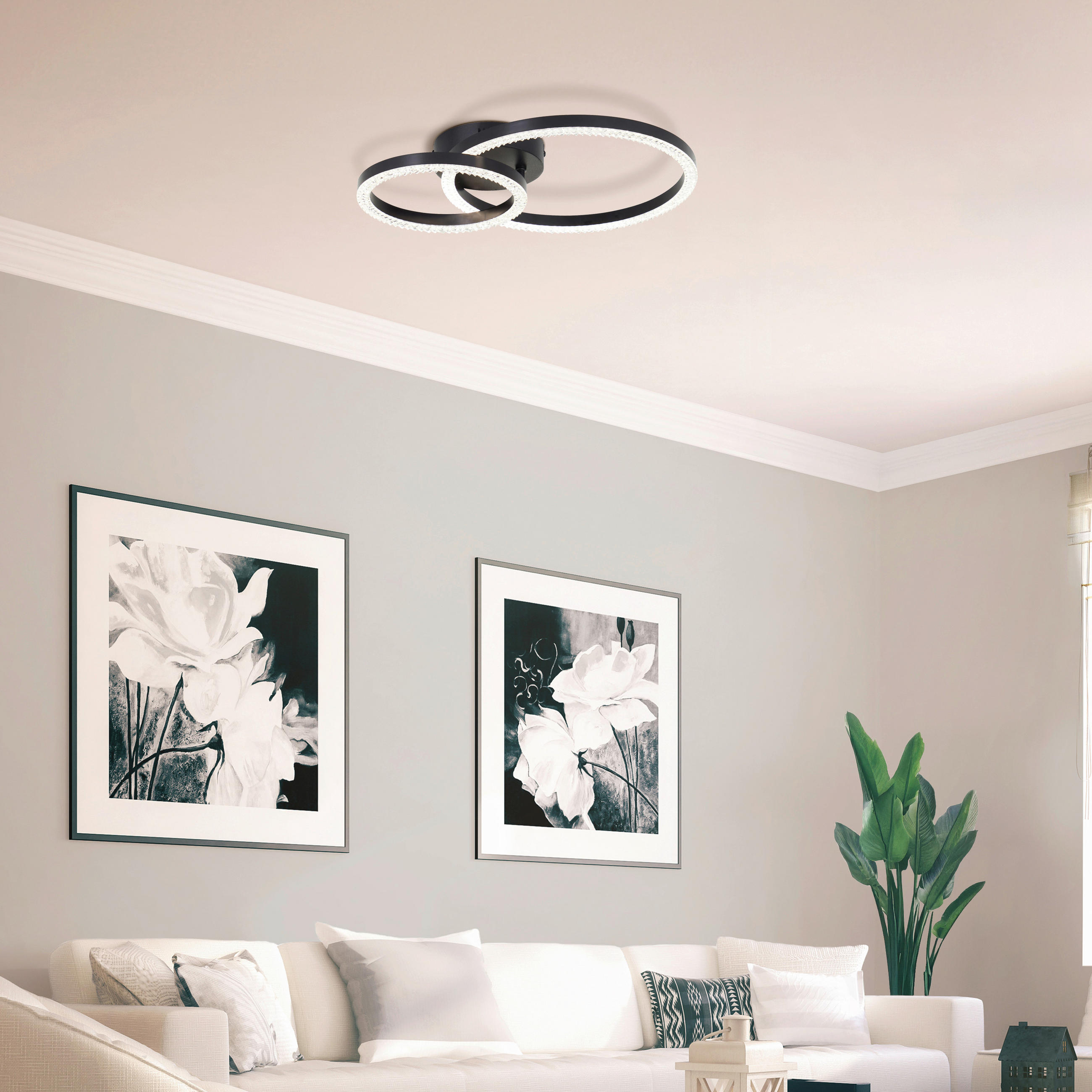 LED-DECKENLEUCHTE    40/30/7,7 cm  - Schwarz, Design, Kunststoff/Metall (40/30/7,7cm) - Brilliant