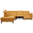 ECKSOFA in Echtleder Gelb  239/285 cm  - Gelb/Schwarz, Design, Leder/Metall (239/285cm) - Cantus