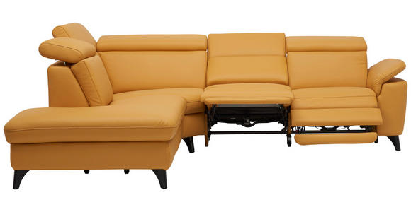 ECKSOFA in Echtleder Gelb  239/285 cm  - Gelb/Schwarz, Design, Leder/Metall (239/285cm) - Cantus