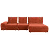 ECKSOFA in Velours Terracotta  - Terracotta/Schwarz, Design, Kunststoff/Textil (347/174cm) - Xora