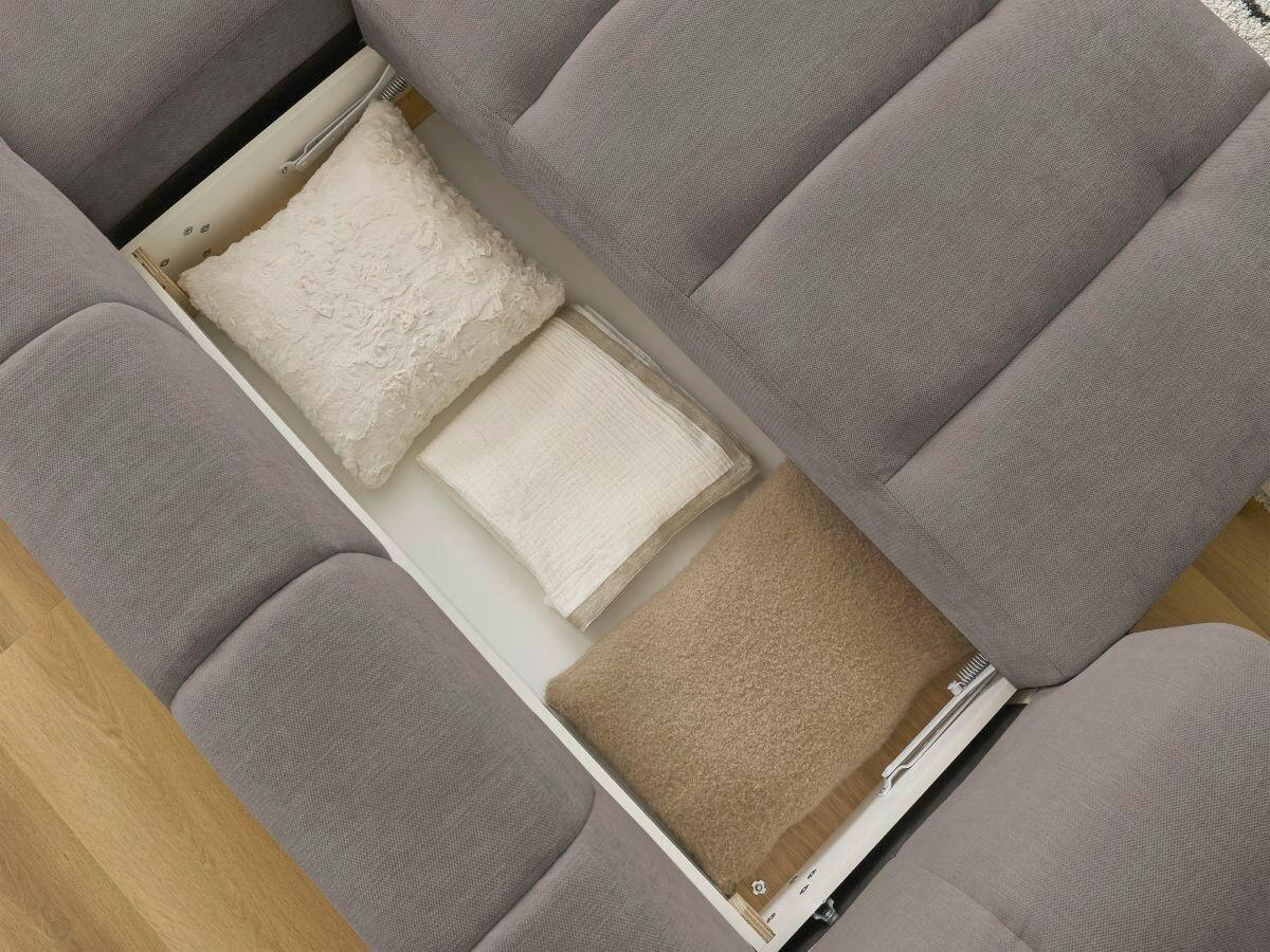 ECKSCHLAFSOFA FUJI Leinenoptik Taupe  inkl.  - Taupe/Schwarz, MODERN, Kunststoff/Textil (292/160cm)