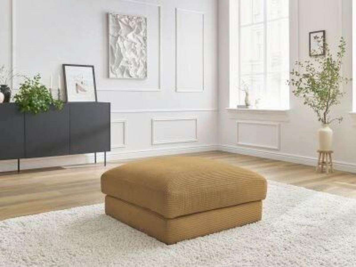HOCKER LEONARD Cord Gelb  - Gelb/Schwarz, MODERN, Kunststoff/Textil (86/43/86cm)