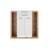 HIGHBOARD  141/139/37 cm 2 Schublade(n)  - Eichefarben/Schwarz, Design, Glas/Holzwerkstoff (141/139/37cm) - MID.YOU