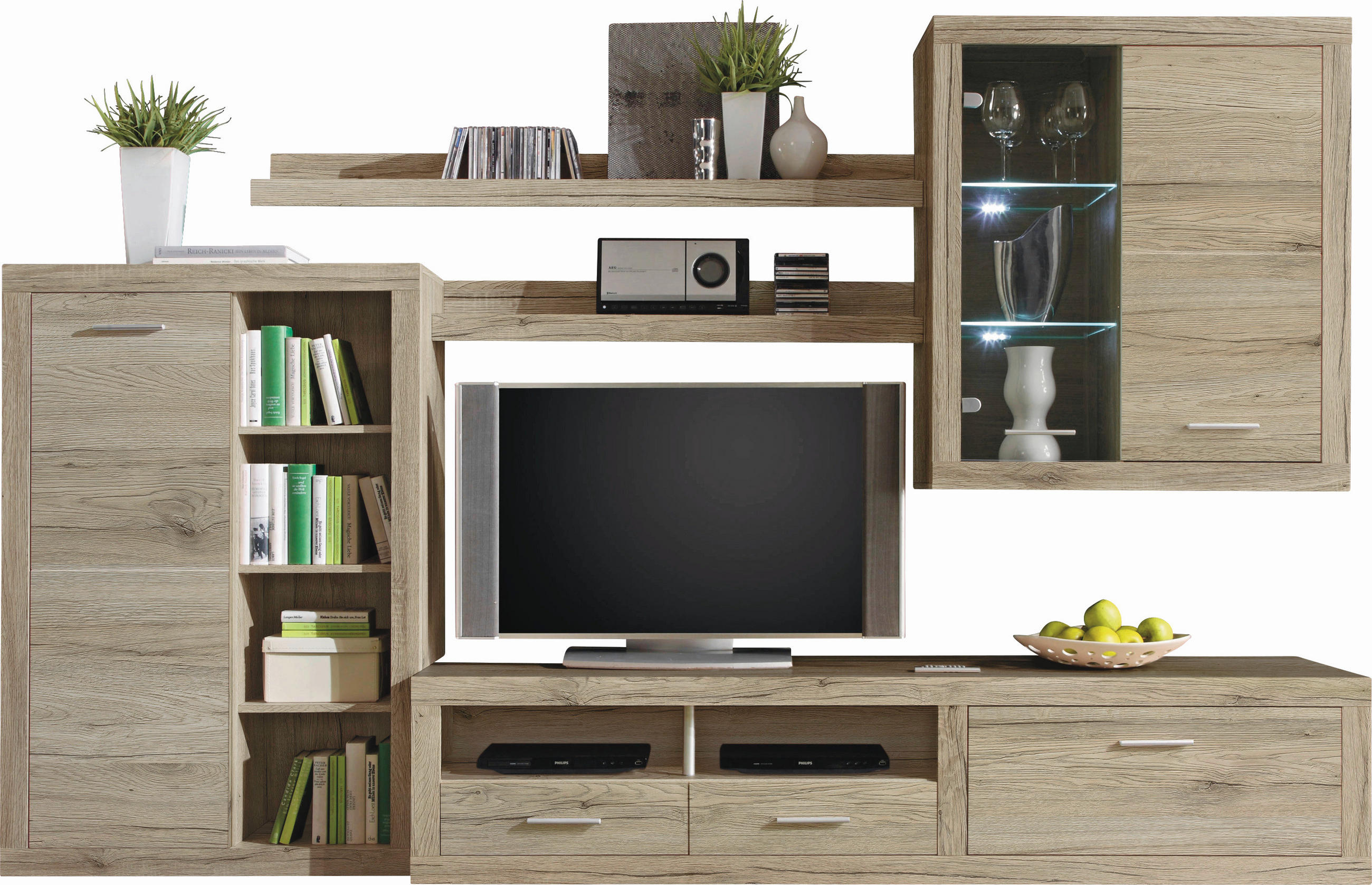 OBÝVACIA STENA, dub San Remo - dub San Remo/farba duba, Konventionell, kompozitné drevo/plast (292/189/48cm) - Carryhome