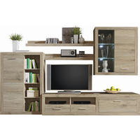 SET MOBILA LIVING in stejar San Remo  - argintiu/stejar San Remo, Konventionell, plastic/sticlă (292/189/48cm) - Carryhome