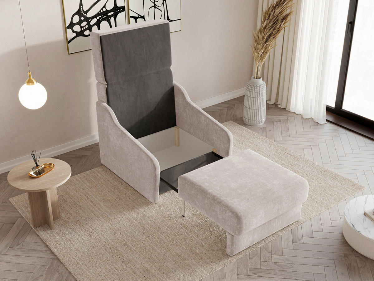 SCHLAFSESSEL FLY 80 Beige  inkl.  - Beige/Schwarz, Design, Kunststoff/Textil (96/86/115cm) - MID.YOU