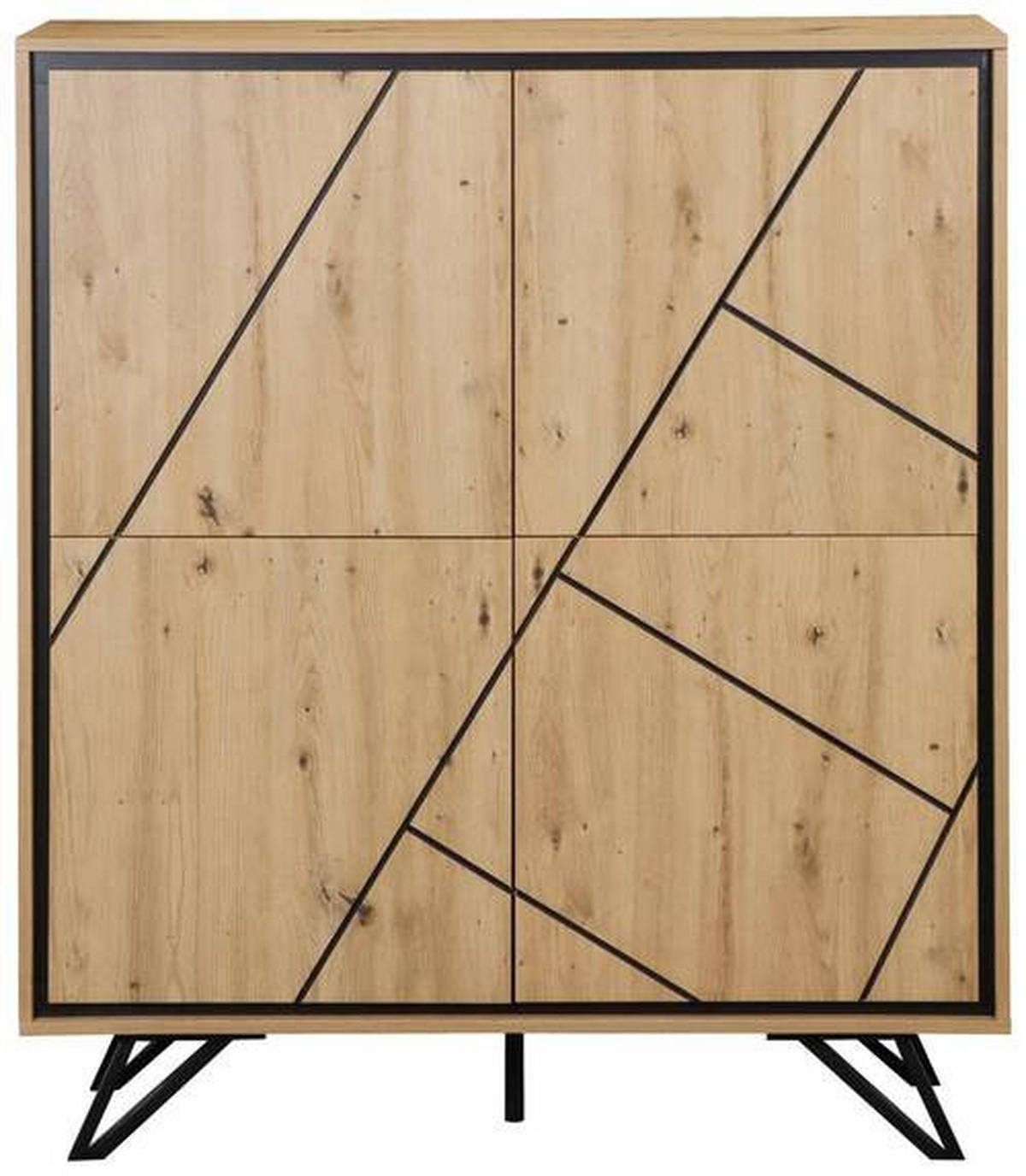 SIDEBOARD 110/125/40 cm  - svart/ekfärgad, Lifestyle, metall/trämaterial (110/125/40cm) - MID.YOU