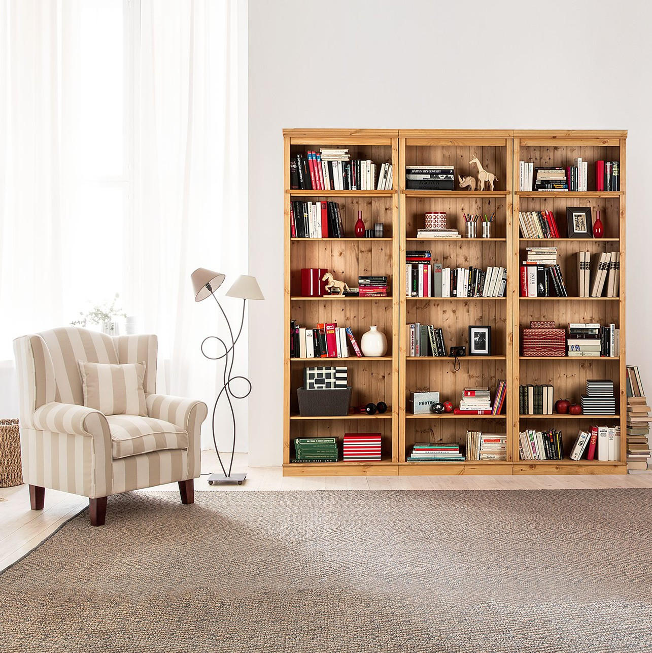 BÜCHERWAND Kiefer massiv Kieferfarben  - Kieferfarben, Design, Holz (223/222/34cm) - Livetastic