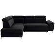 ECKSOFA Schwarz Mikrofaser  - Chromfarben/Schwarz, KONVENTIONELL, Textil/Metall (206/271cm) - Carryhome