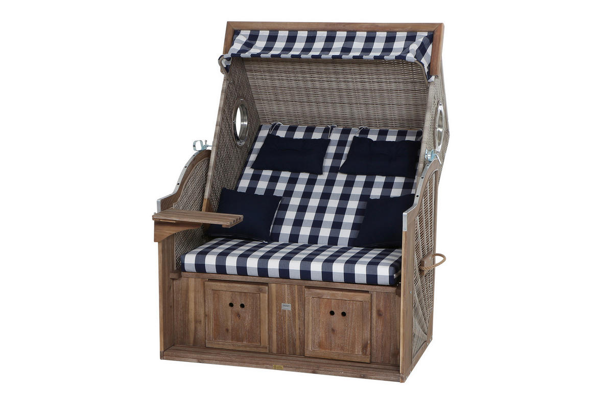 STRANDKORB - Blau/Weiß, KONVENTIONELL, Holz/Kunststoff (130/80/165cm) - Siena Garden