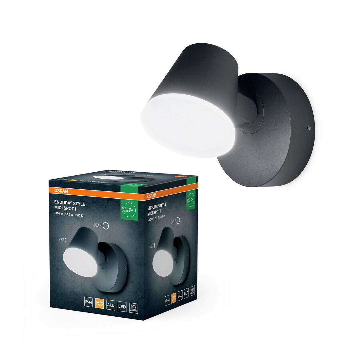 LED-AUßENLEUCHTE 16,2/12,5/12,8 cm   - Dunkelgrau, Basics, Kunststoff/Metall (16,2/12,5/12,8cm) - Osram