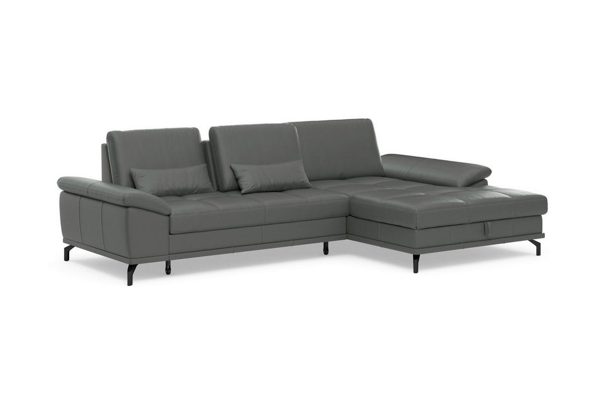 ROHOVÁ SEDAČKA, kůže, antracitová - černá/antracitová, Basics, kov/kůže (301/176cm) - Sit & More
