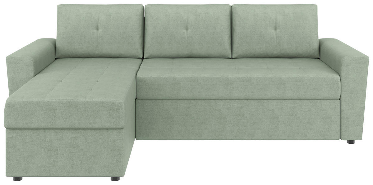 ECKSOFA TERMOLI in Jacquard Mintgrün  155/231 cm  - Schwarz/Mintgrün, Design, Kunststoff/Textil (155/231cm) - MID.YOU